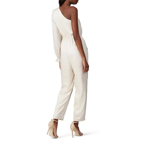 Love, Whit Ivory White One Shoulder Asymmetrical Jumpsuit Women's Size 12 - Picture 2 of 13